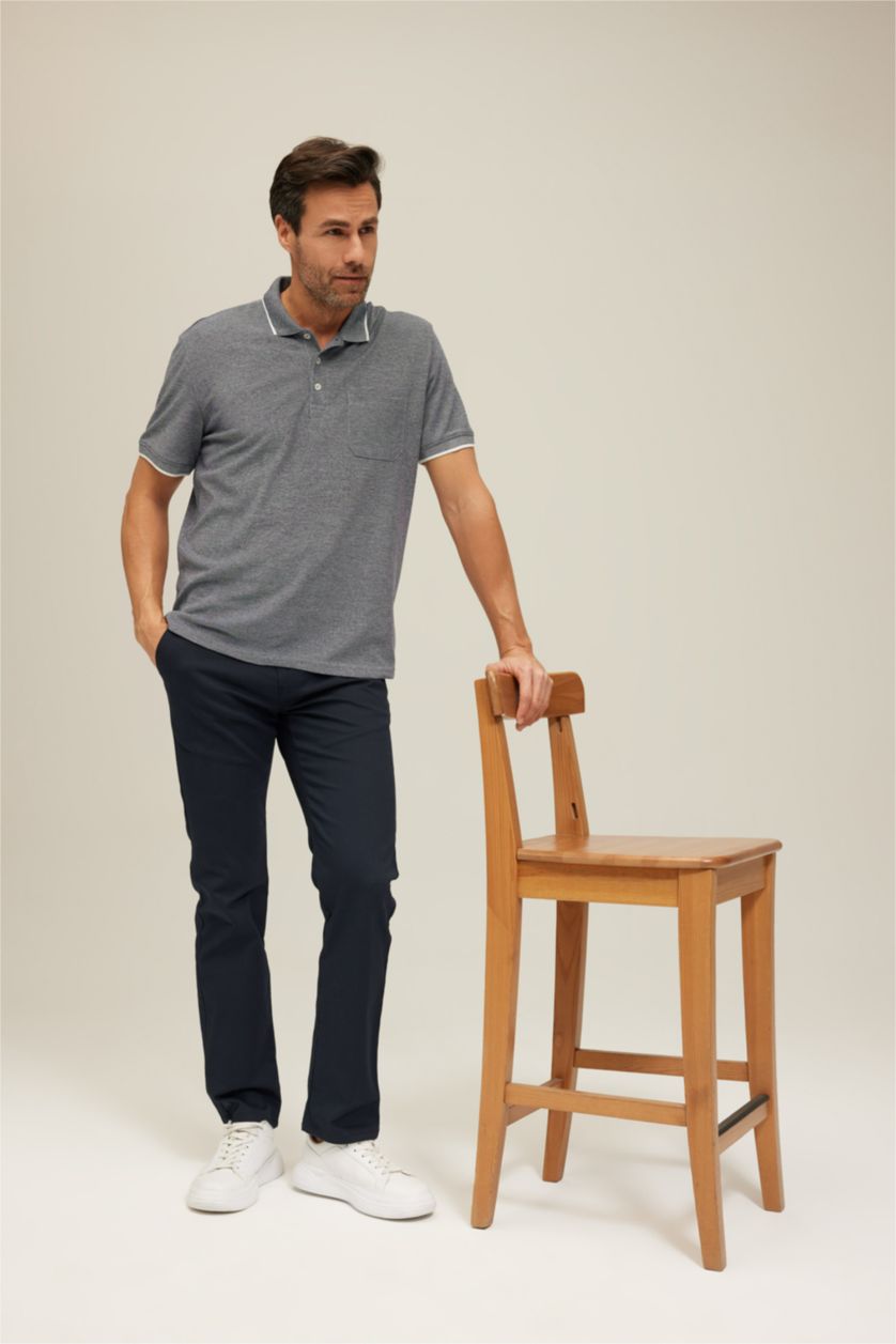 رجالي كحلي تي شيرت بولو بيكة بقصة عادية