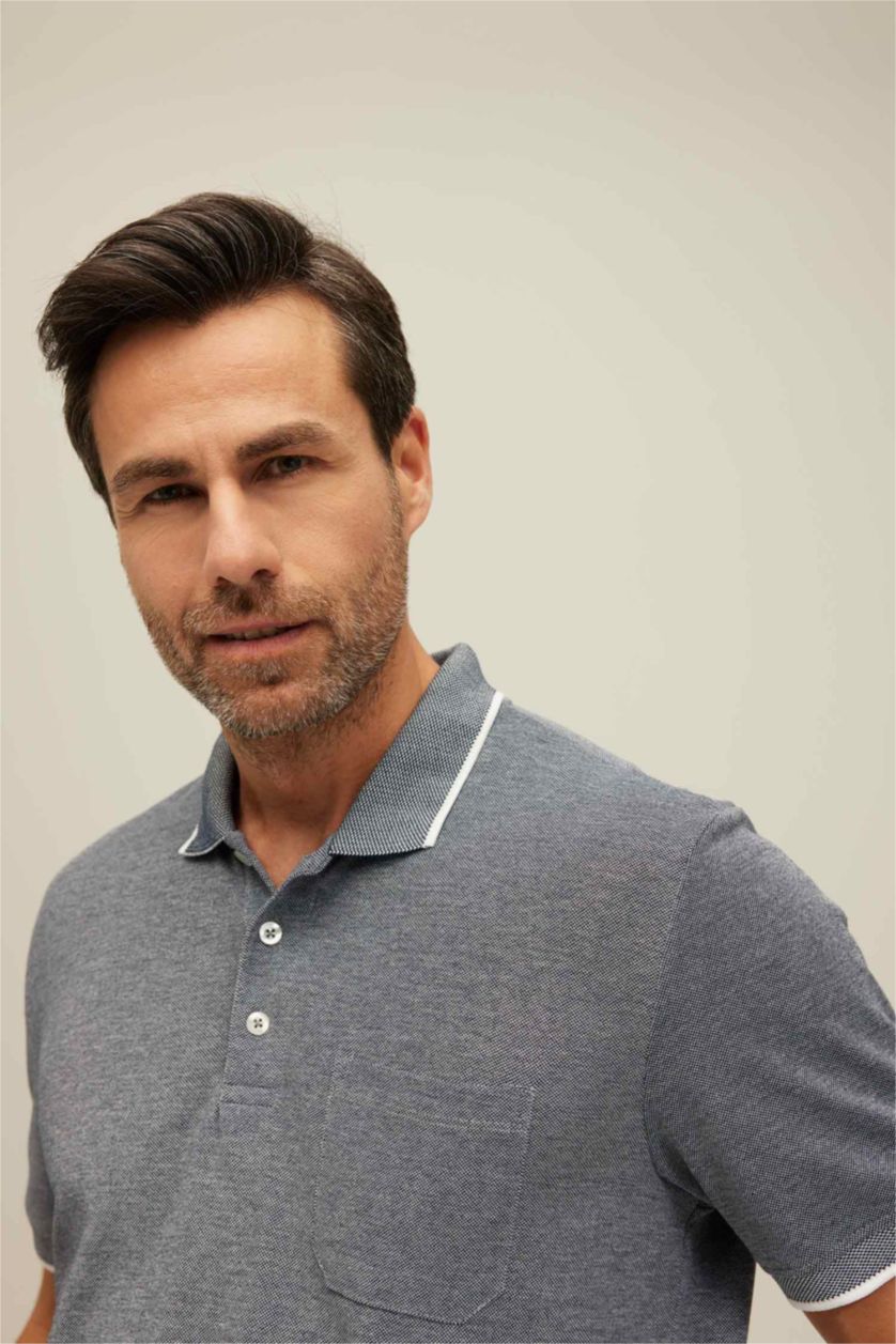 رجالي كحلي تي شيرت بولو بيكة بقصة عادية