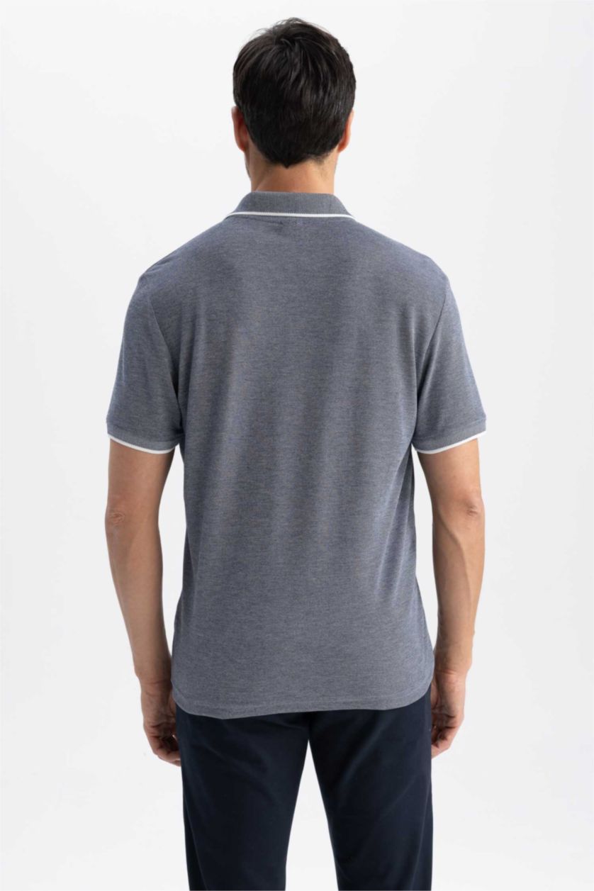 رجالي كحلي تي شيرت بولو بيكة بقصة عادية