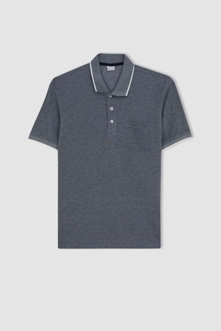 رجالي كحلي تي شيرت بولو بيكة بقصة عادية