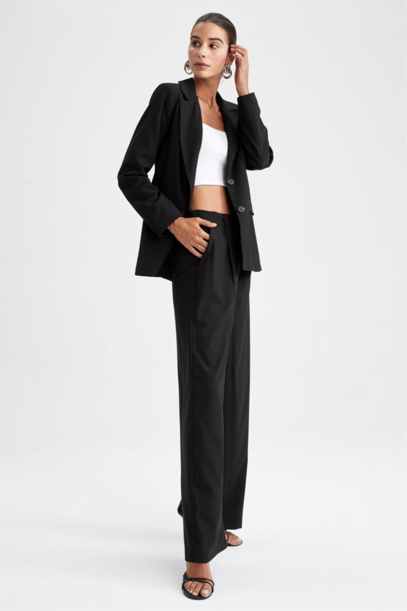 FEMME Noir Pantalon palazzo taille haute à jambe large