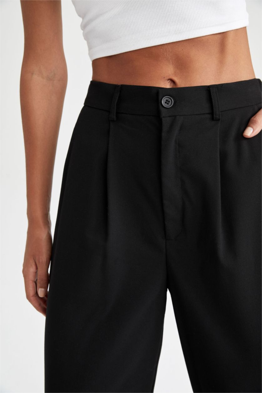 FEMME Noir Pantalon palazzo taille haute à jambe large