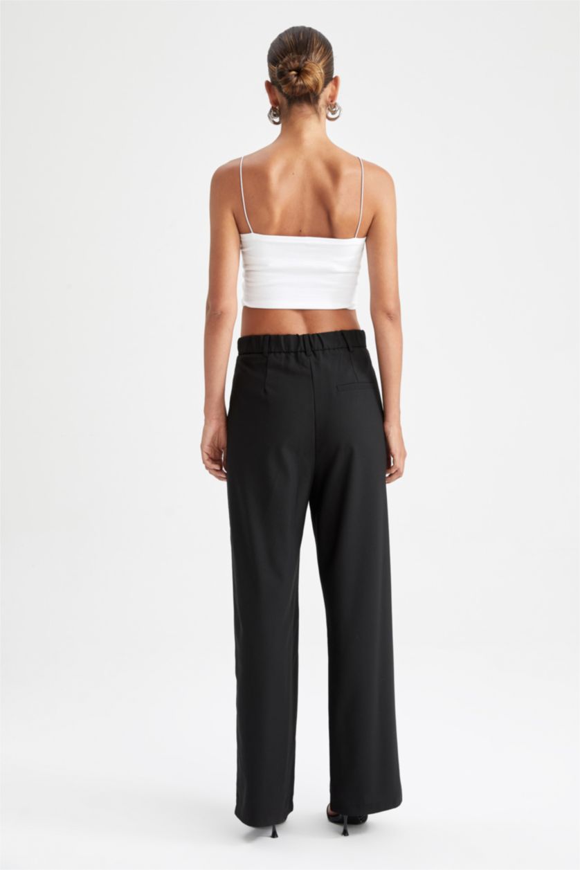 FEMME Noir Pantalon palazzo taille haute à jambe large