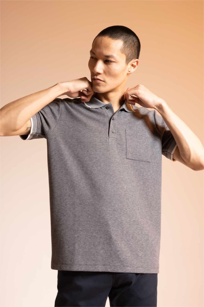 Мужчины Антра-меланж Футболка поло стандартного кроя