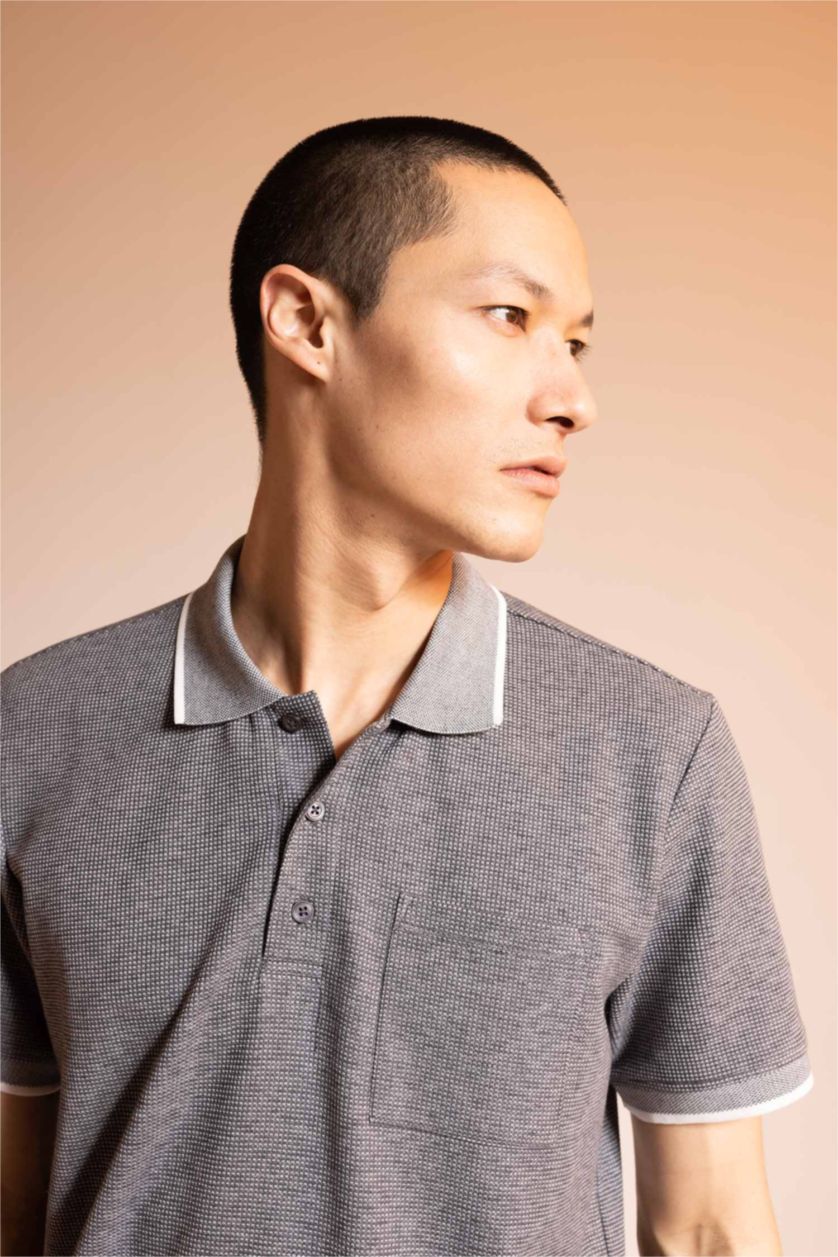 Мужчины Антра-меланж Футболка поло стандартного кроя