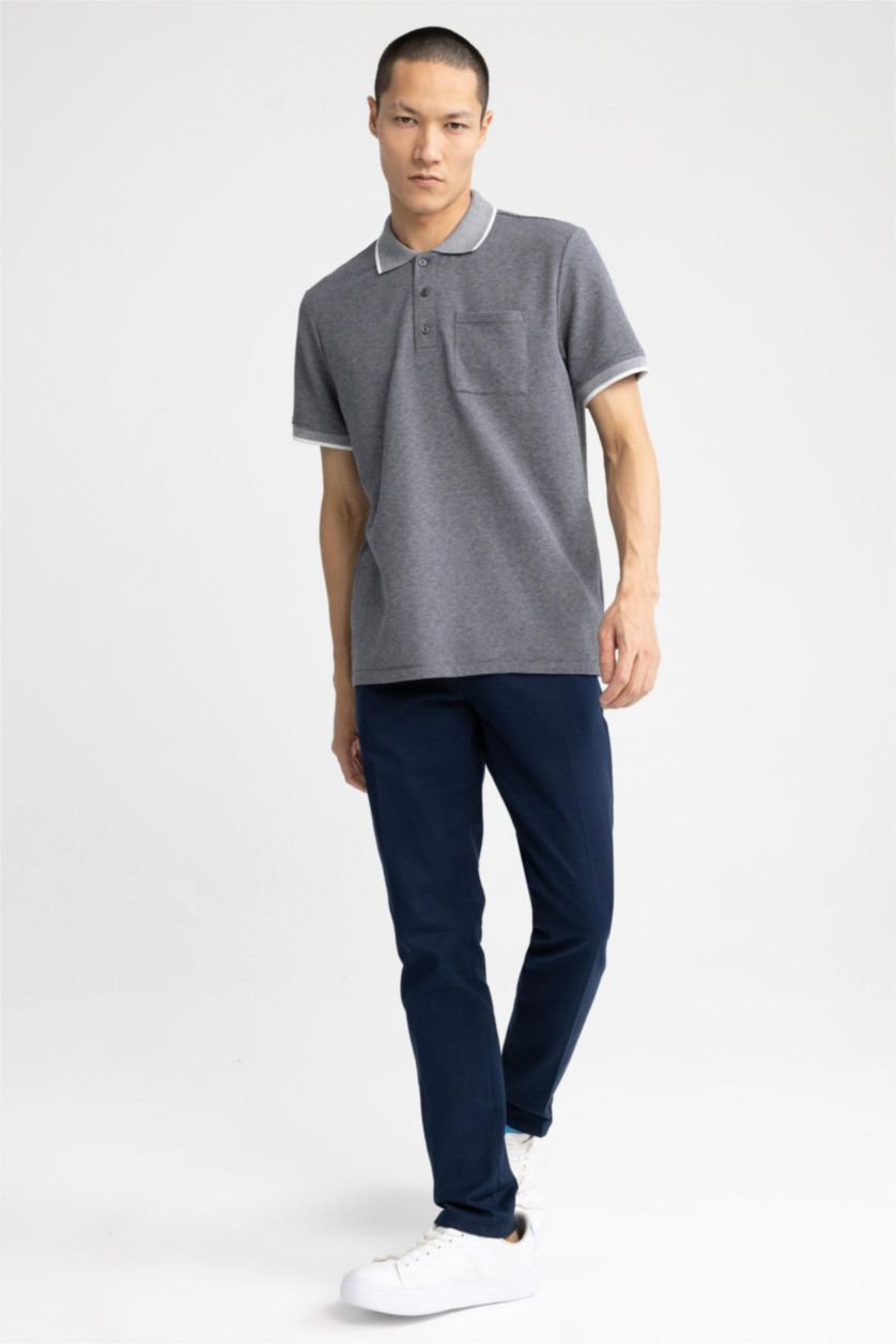 Мужчины Антра-меланж Футболка поло стандартного кроя