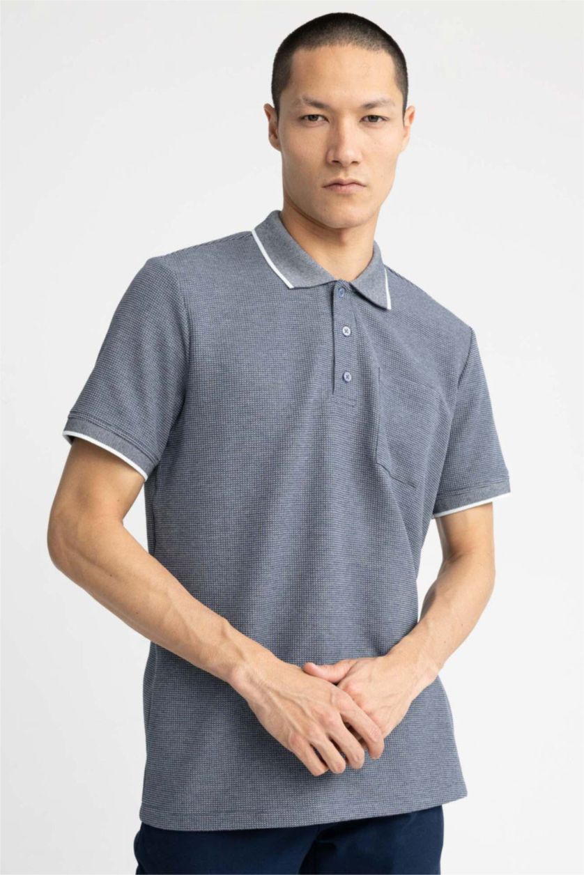 Мужчины Индиго Футболка поло стандартного кроя