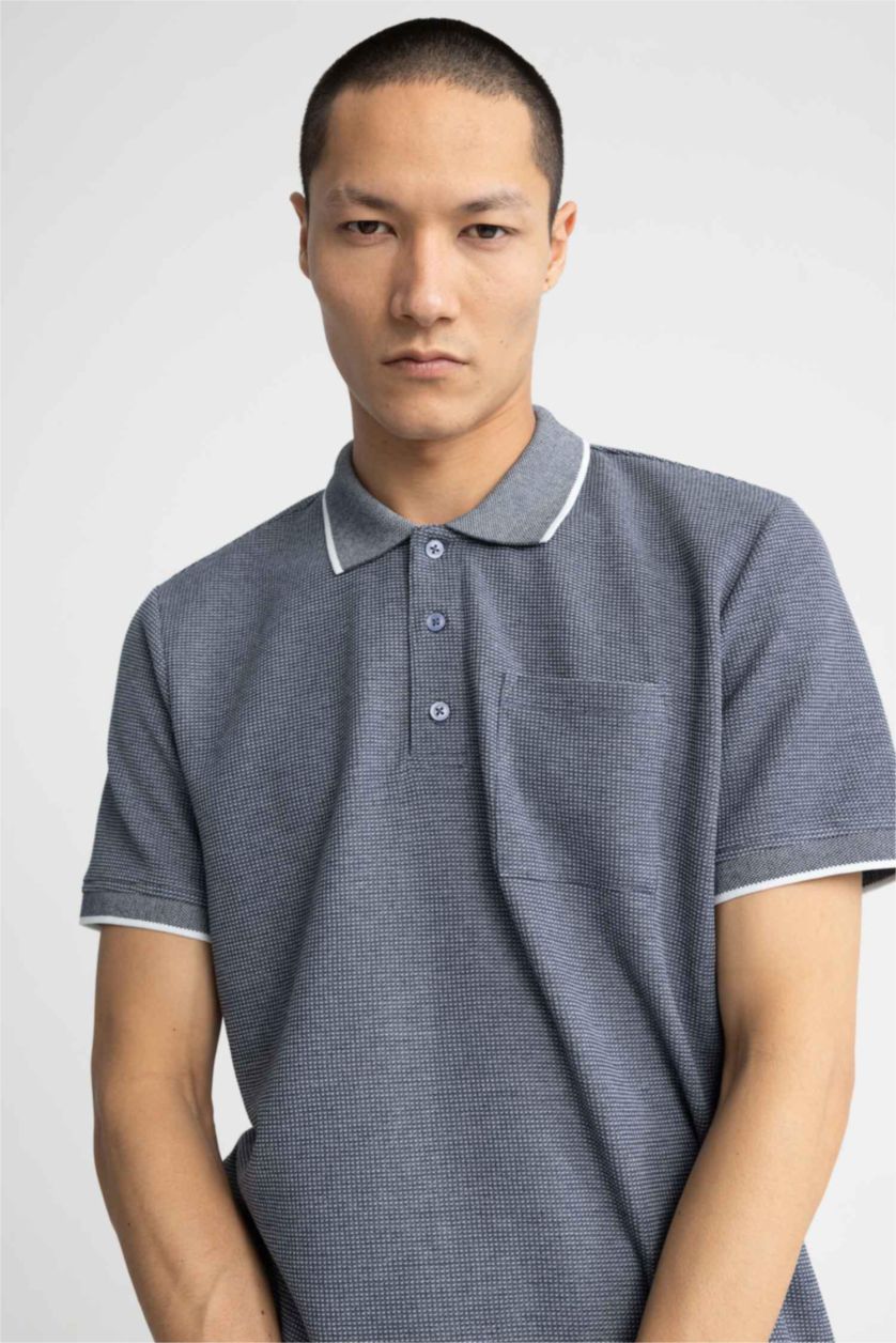 Мужчины Индиго Футболка поло стандартного кроя