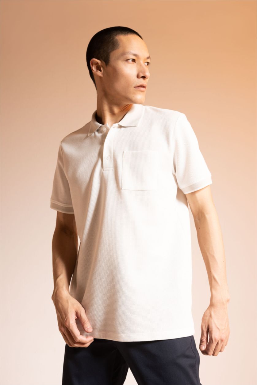MAN White Regular Fit Short Sleeve Polo T-Shirt