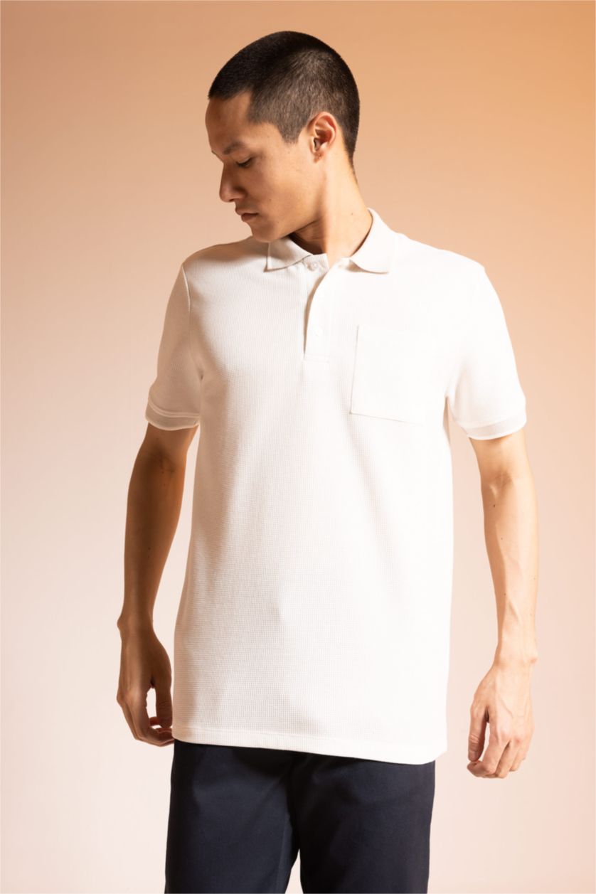 MAN White Regular Fit Short Sleeve Polo T-Shirt