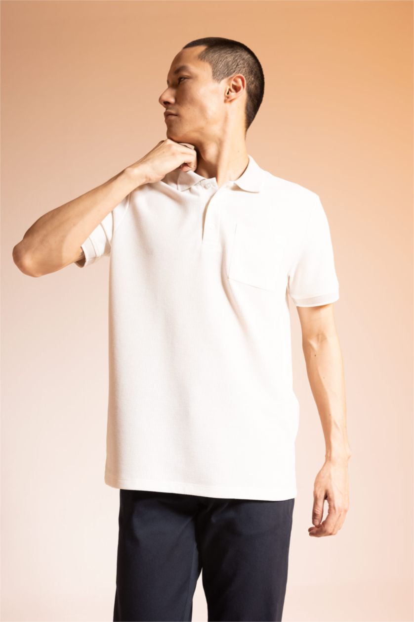 MAN White Regular Fit Short Sleeve Polo T-Shirt