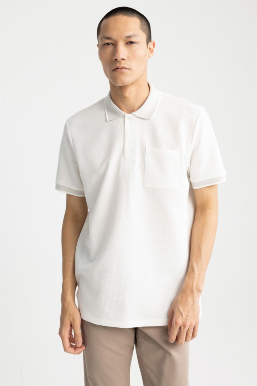 MAN White Regular Fit Short Sleeve Polo T-Shirt