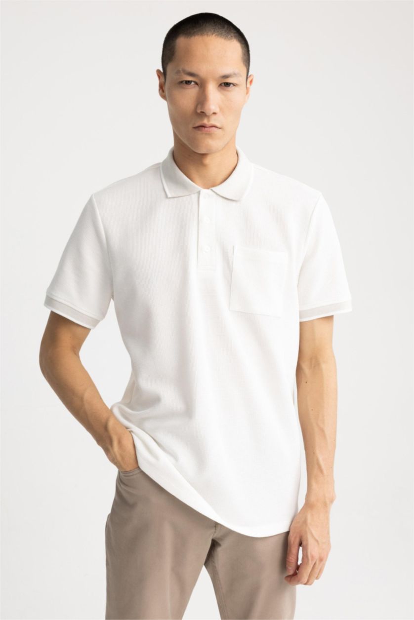 MAN White Regular Fit Short Sleeve Polo T-Shirt