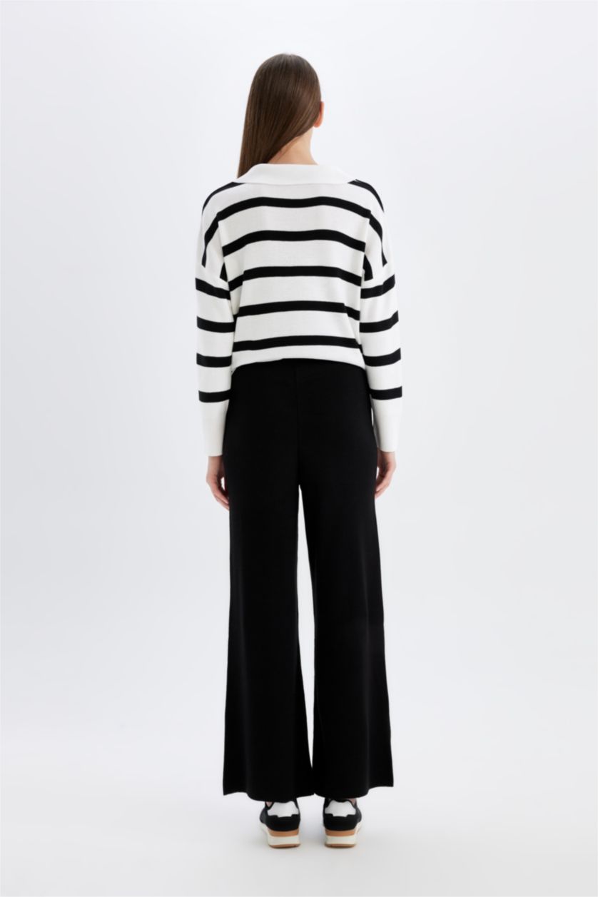 حريمي أسود بنطلون تريكو بيزك فلير فيت