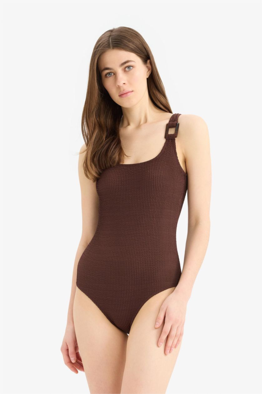 Kadın Kahve Regular Fit Bürümcük Mayo