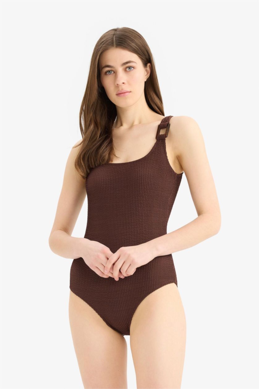 Kadın Kahve Regular Fit Bürümcük Mayo