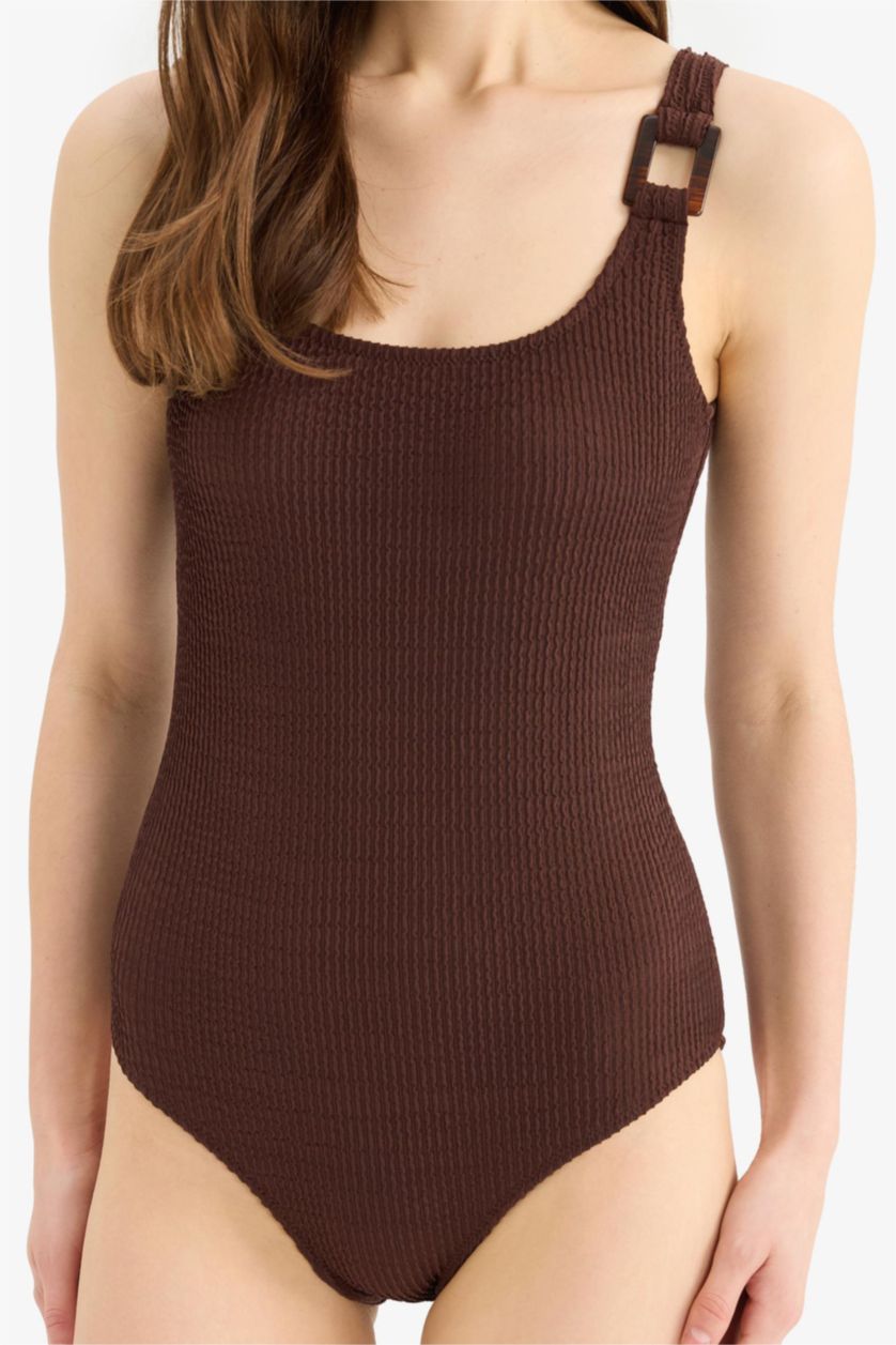 Kadın Kahve Regular Fit Bürümcük Mayo