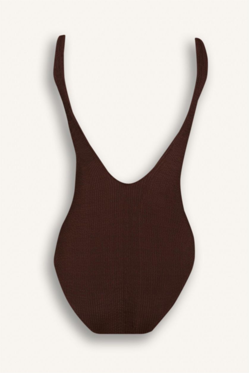 Kadın Kahve Regular Fit Bürümcük Mayo