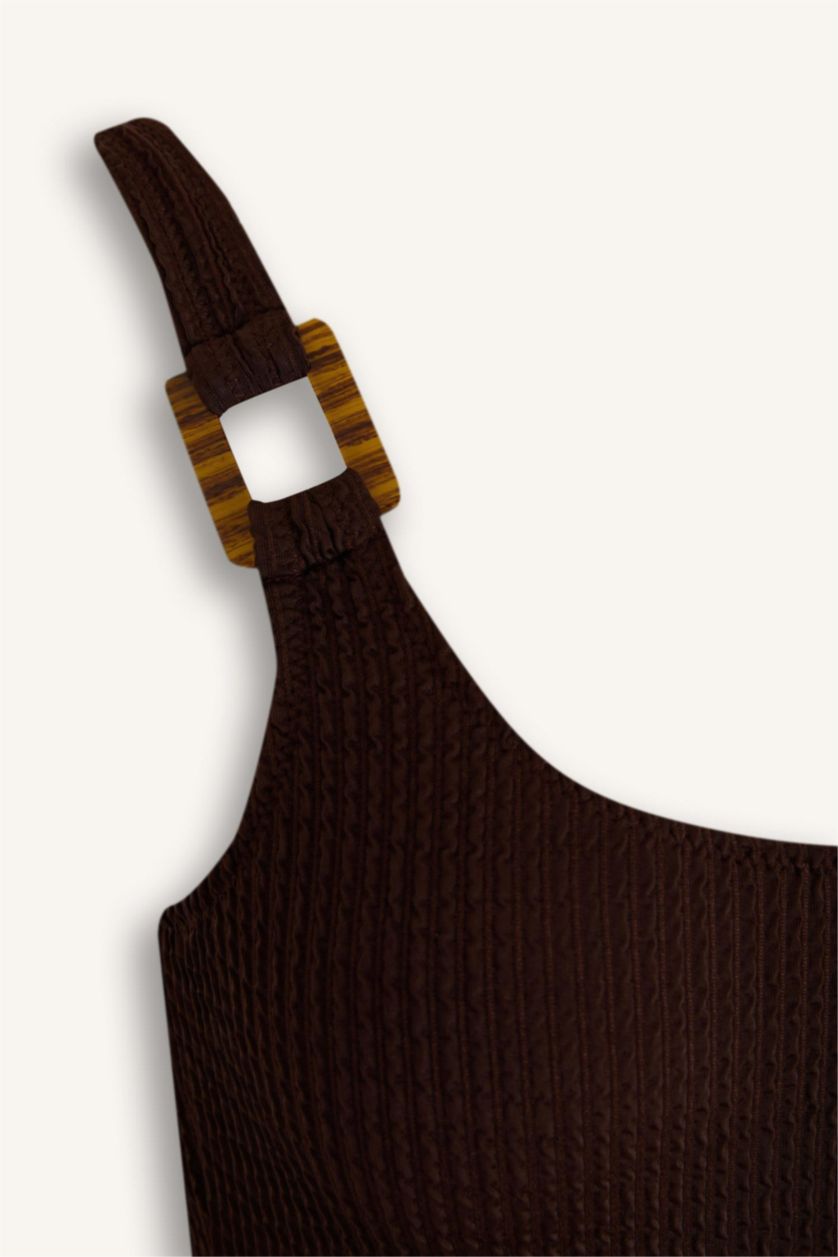 Kadın Kahve Regular Fit Bürümcük Mayo