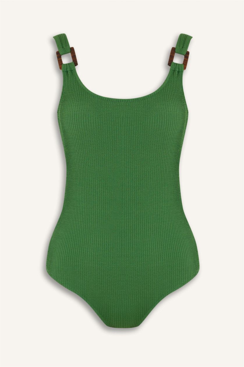 Kadın Yeşil Regular Fit Bürümcük Mayo