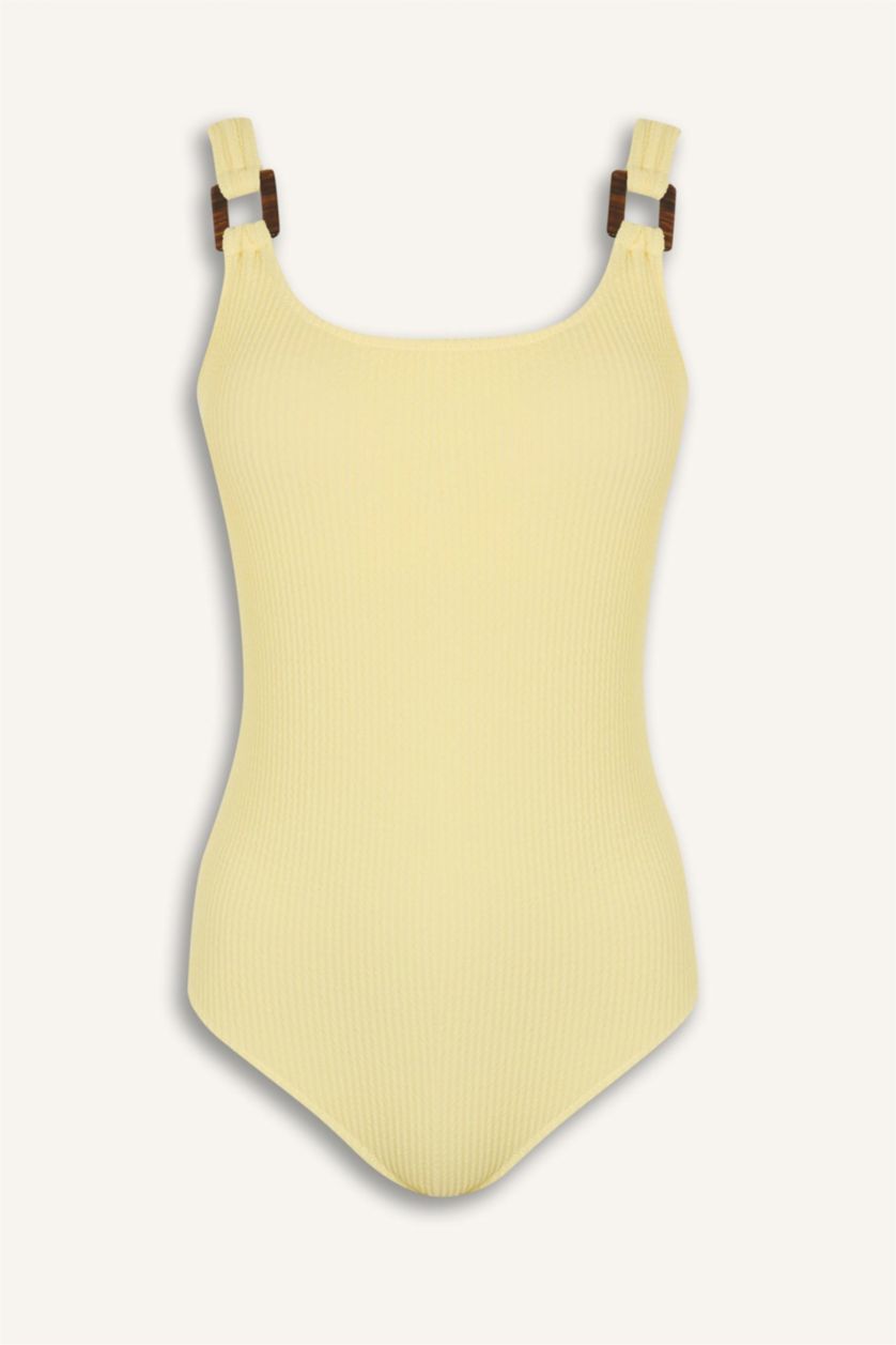 Kadın Sarı Regular Fit Bürümcük Mayo