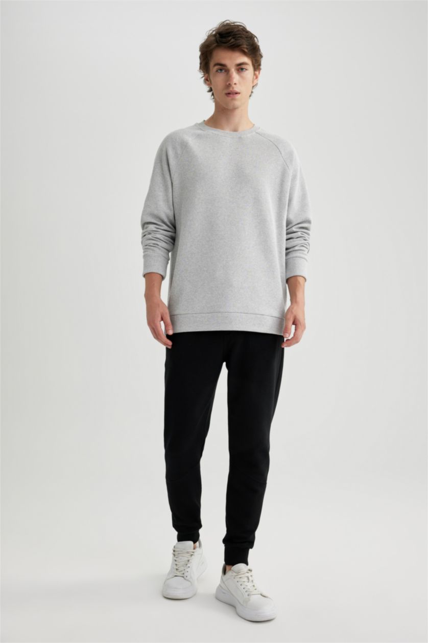 MAN Black Slim Fit Rib Hem With Pockets Pique Trousers