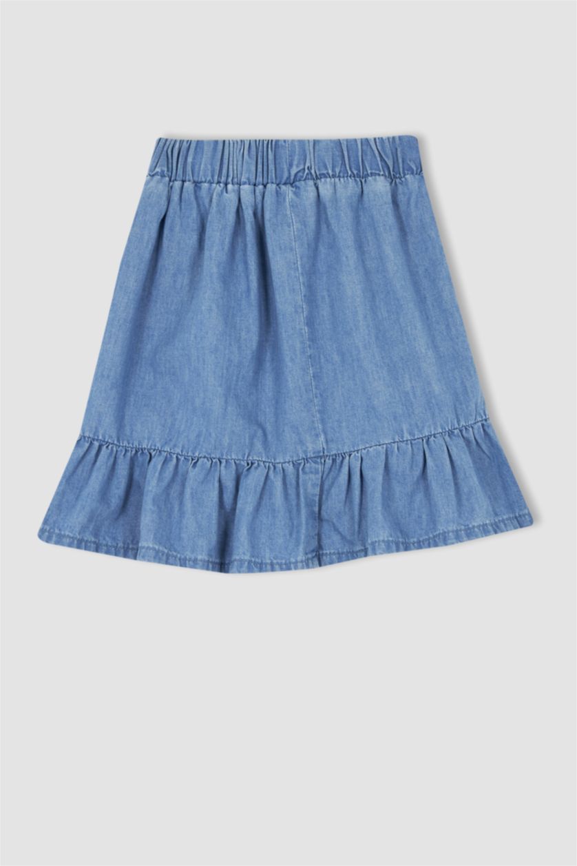 GIRLS & TEENS Light Blue Girl Elasticated Waist Mini Denim Skirt