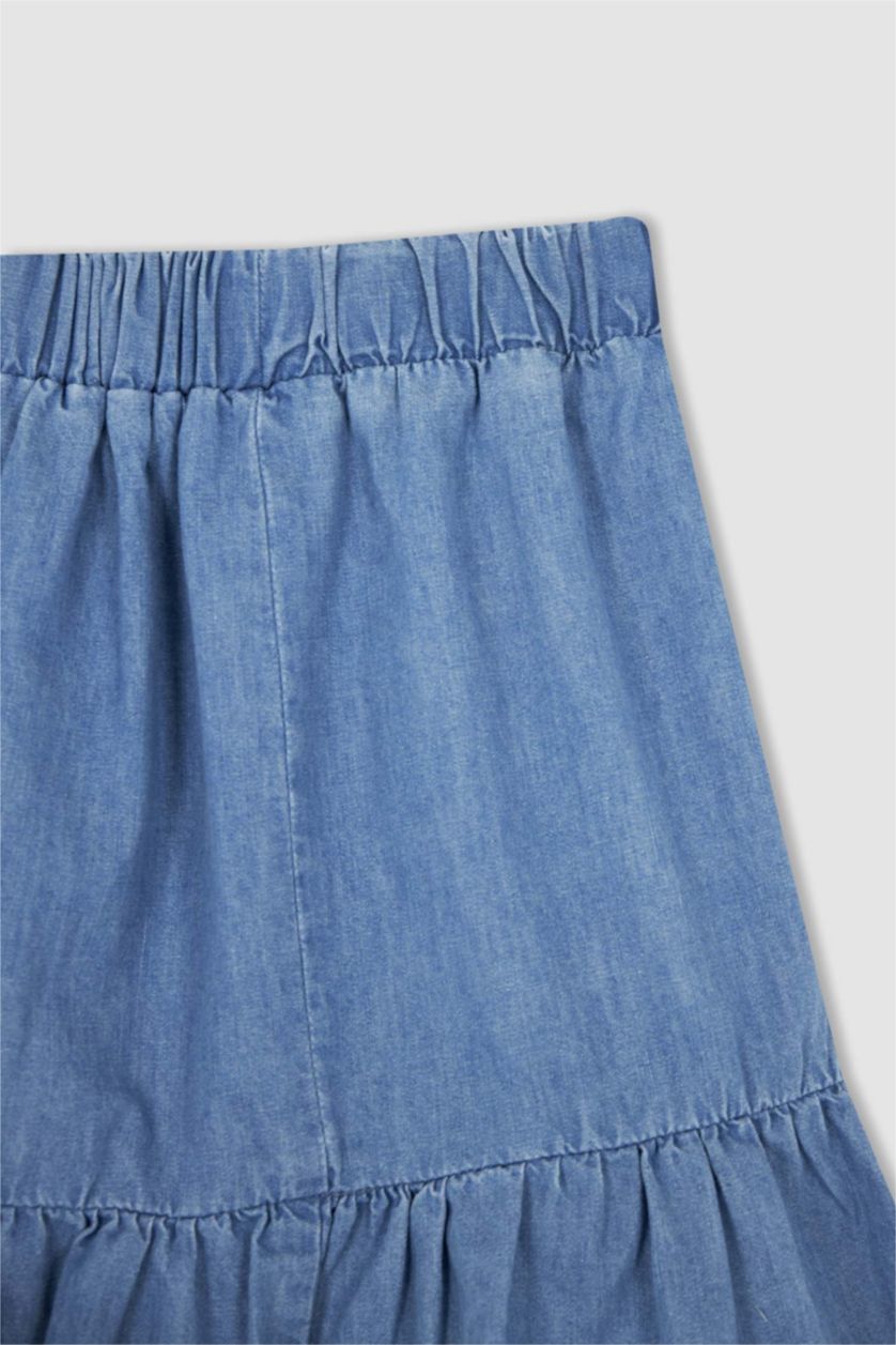 GIRLS & TEENS Light Blue Girl Elasticated Waist Mini Denim Skirt