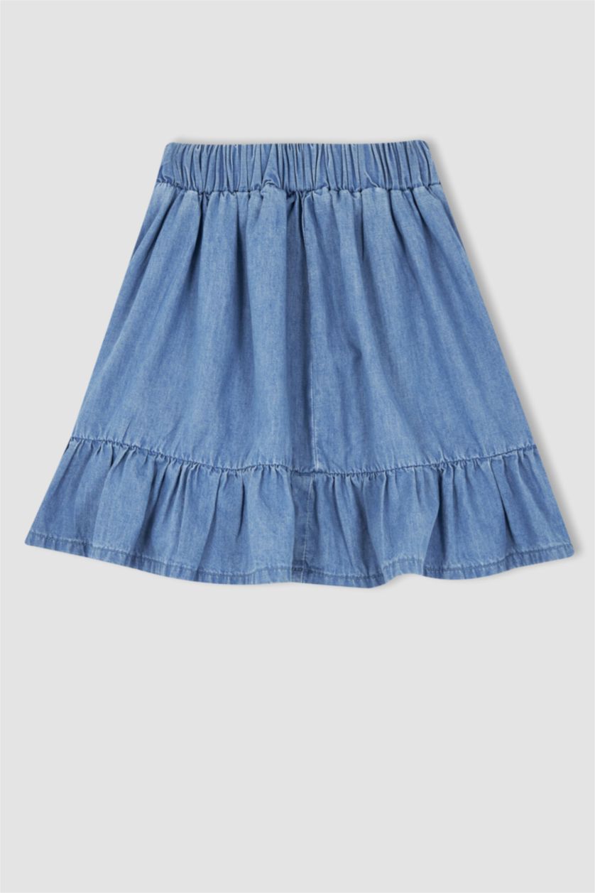 GIRLS & TEENS Light Blue Girl Elasticated Waist Mini Denim Skirt