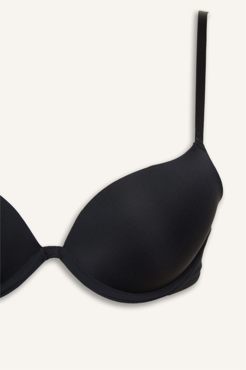 Women Black Micro Covered Full Push Up Underwired T-Shirt Bra