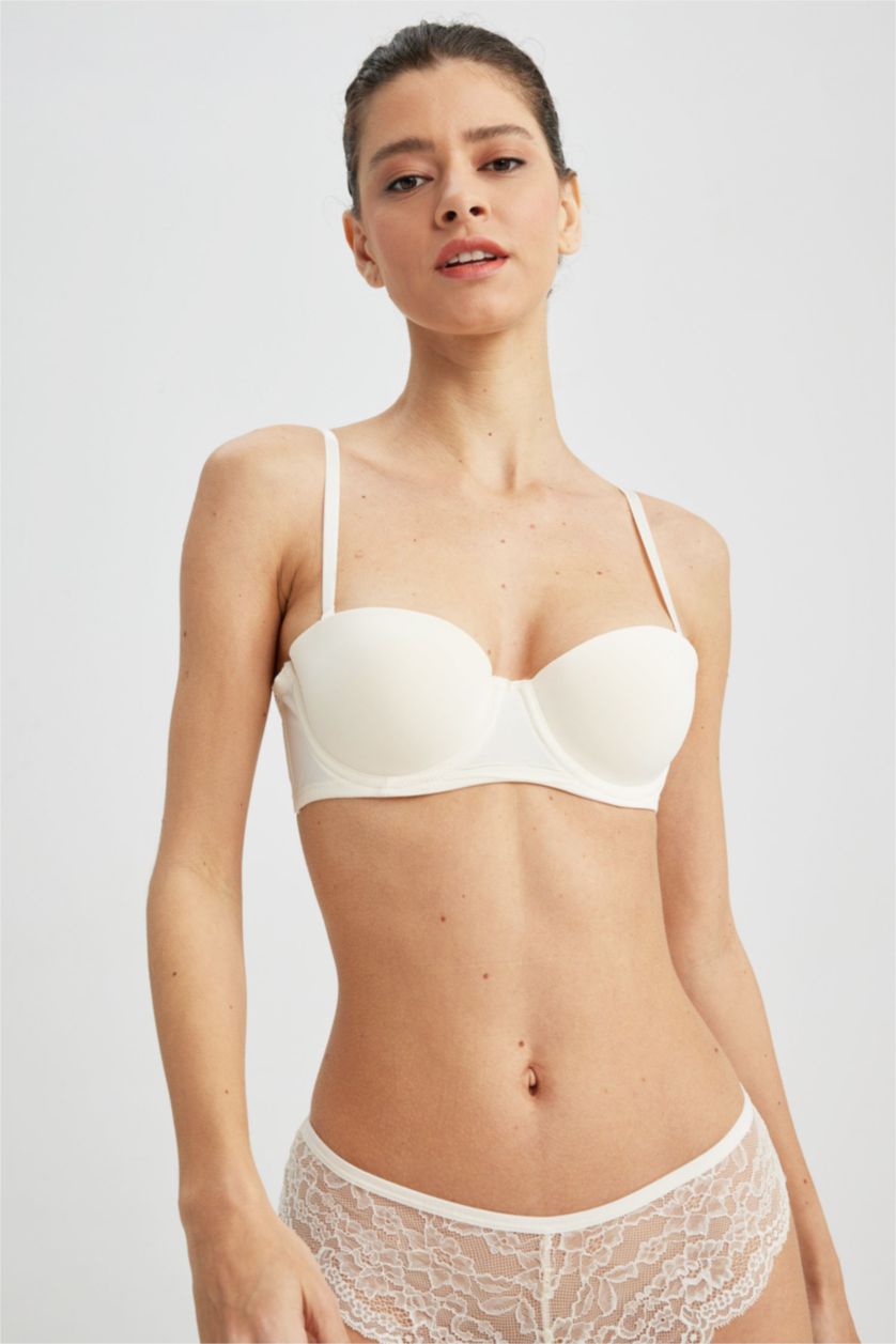 FEMME Blanc Soutien-gorge non rembourré Fall In Love Micro sans bretelles à bretelles amovibles