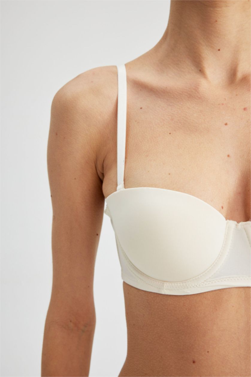 FEMME Blanc Soutien-gorge non rembourré Fall In Love Micro sans bretelles à bretelles amovibles