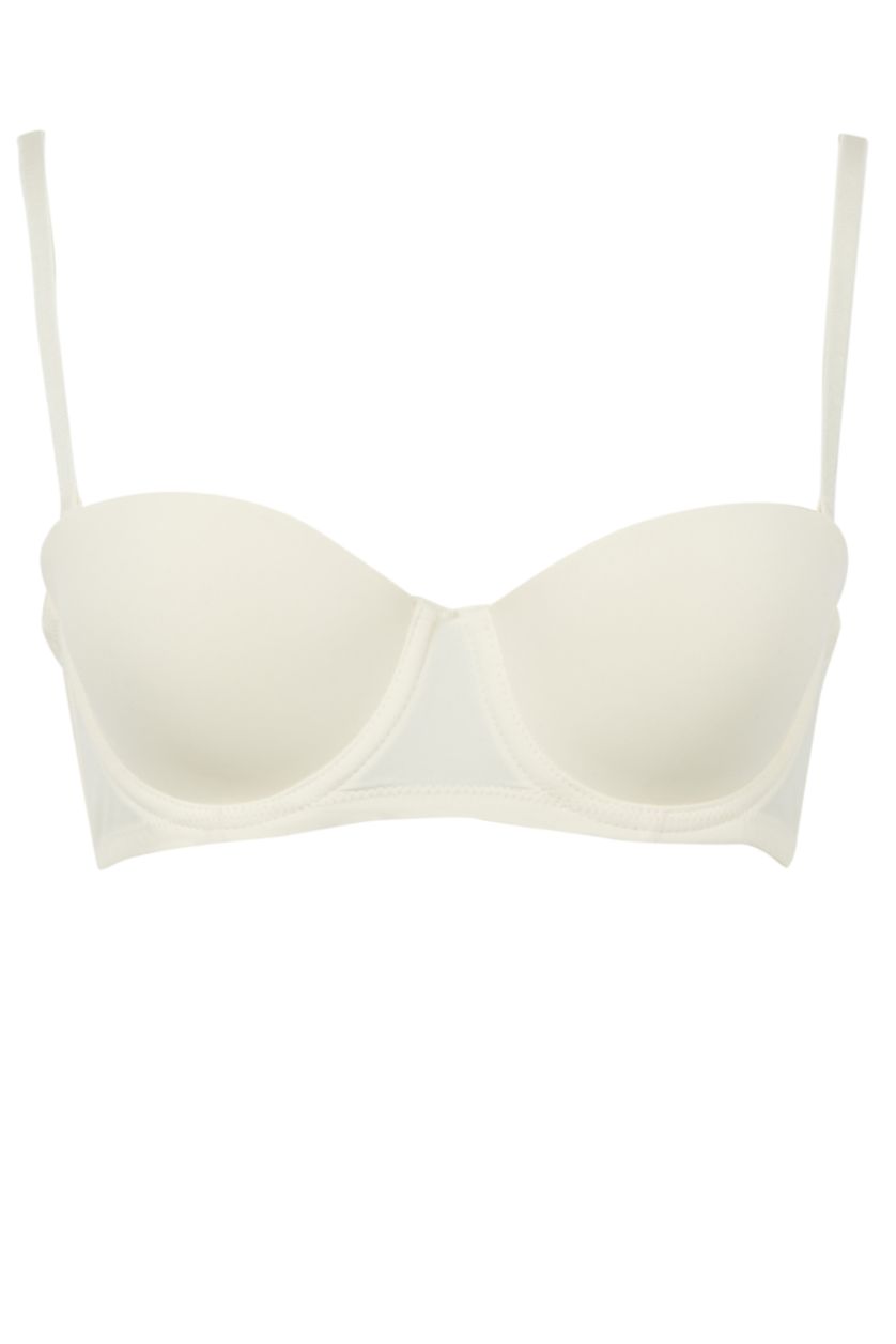 FEMME Blanc Soutien-gorge non rembourré Fall In Love Micro sans bretelles à bretelles amovibles