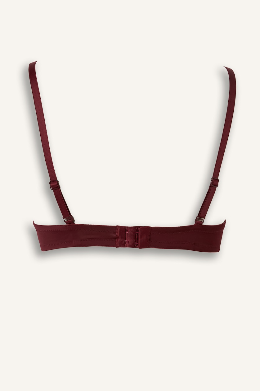 Kadın Bordo Micro Kaplı Yarım Dolgulu Balenli Straplez Sütyen