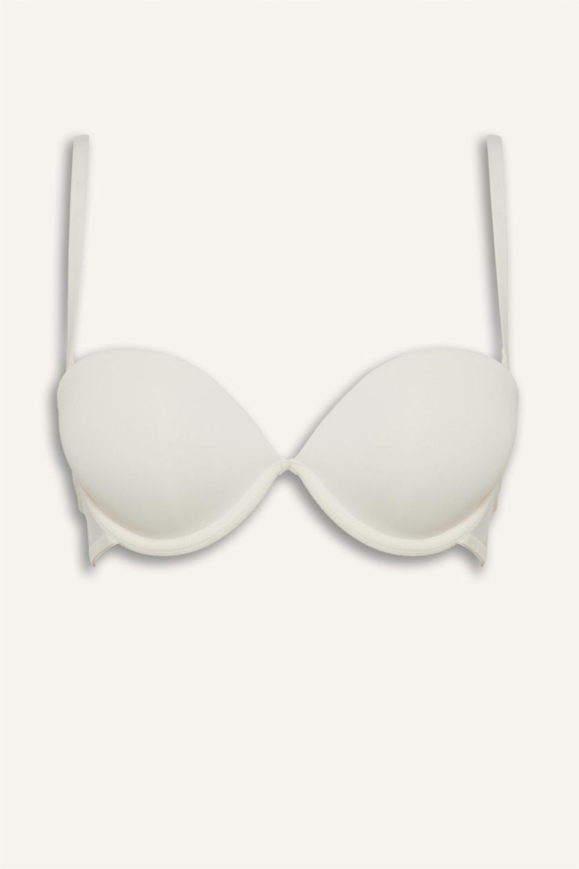 WOMAN Ecru Micro Covered Half Padded Underwired Strapless Bra