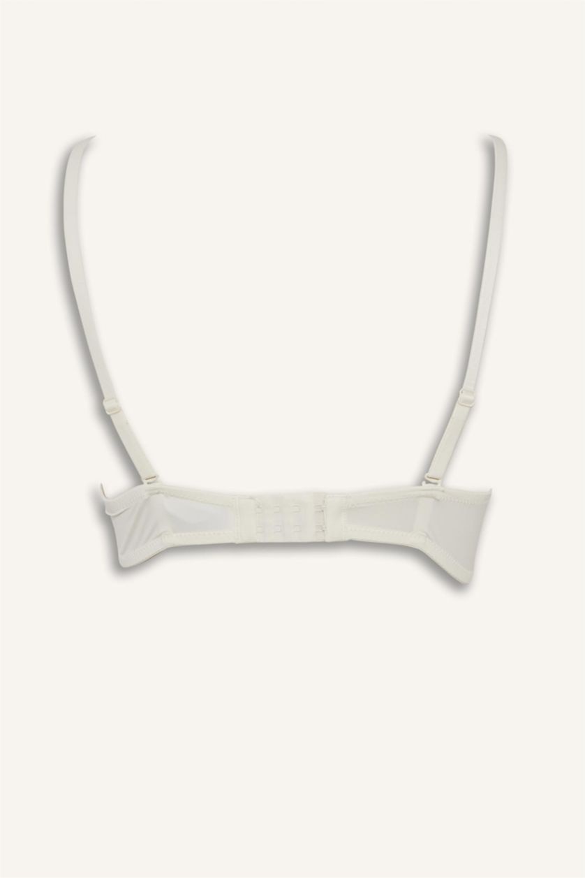 WOMAN Ecru Micro Covered Half Padded Underwired Strapless Bra