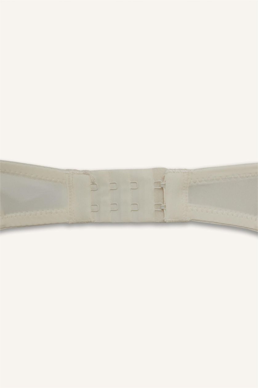 WOMAN Ecru Micro Covered Half Padded Underwired Strapless Bra