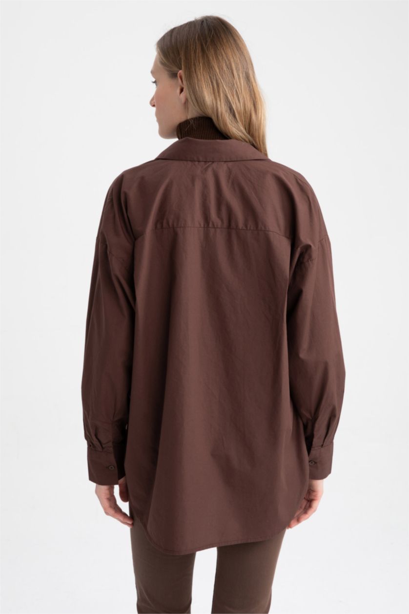 FEMME Marron Chemises à manches longues Popeline Col De Chemise