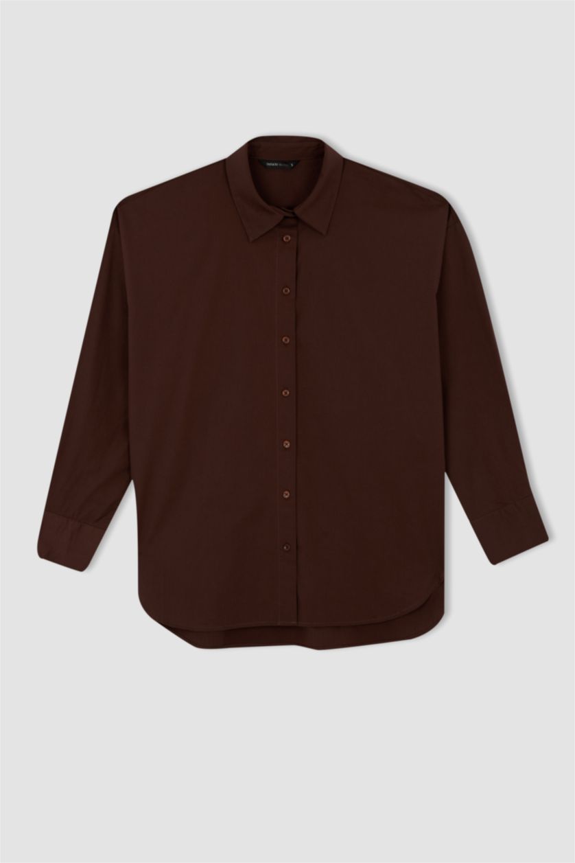 FEMME Marron Chemises à manches longues Popeline Col De Chemise