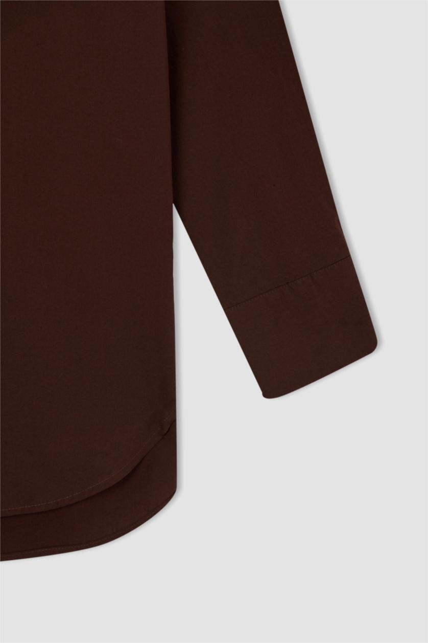 FEMME Marron Chemises à manches longues Popeline Col De Chemise