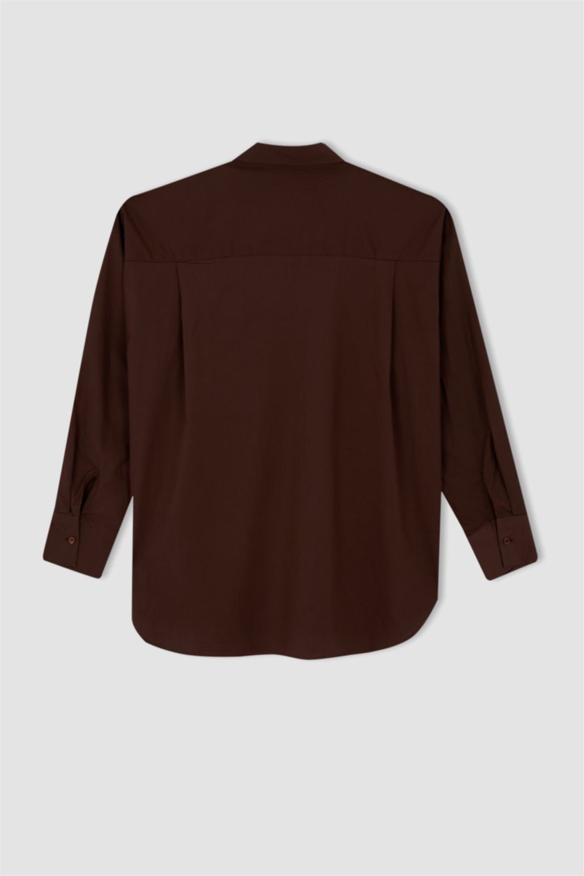 FEMME Marron Chemises à manches longues Popeline Col De Chemise