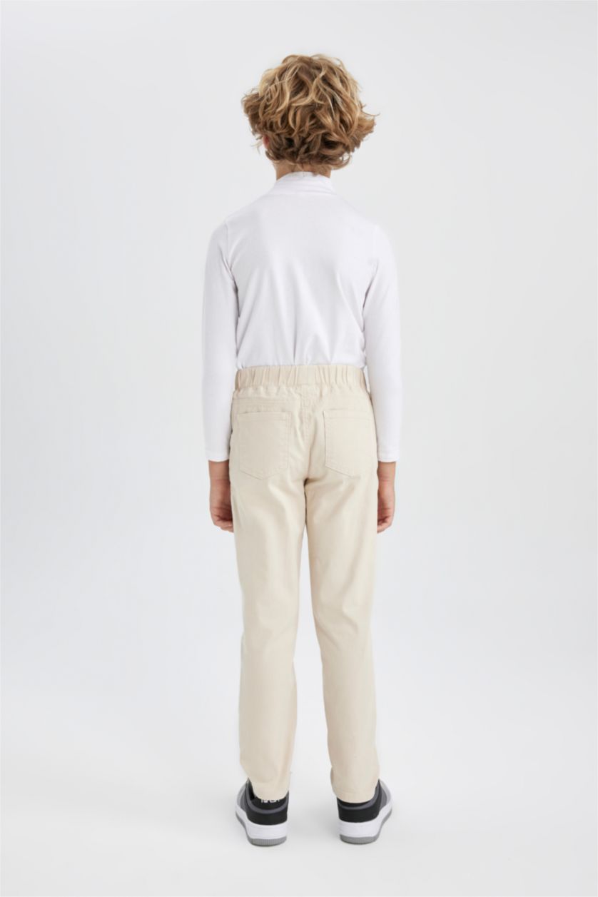 BOYS & TEENS Beige Boy Stretchy Waisted Gabardine School Trousers