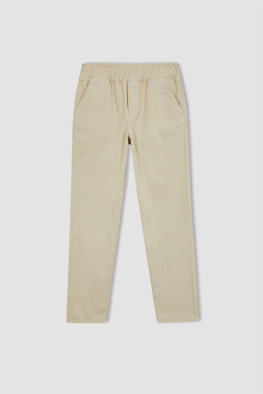 BOYS & TEENS Beige Boy Stretchy Waisted Gabardine School Trousers