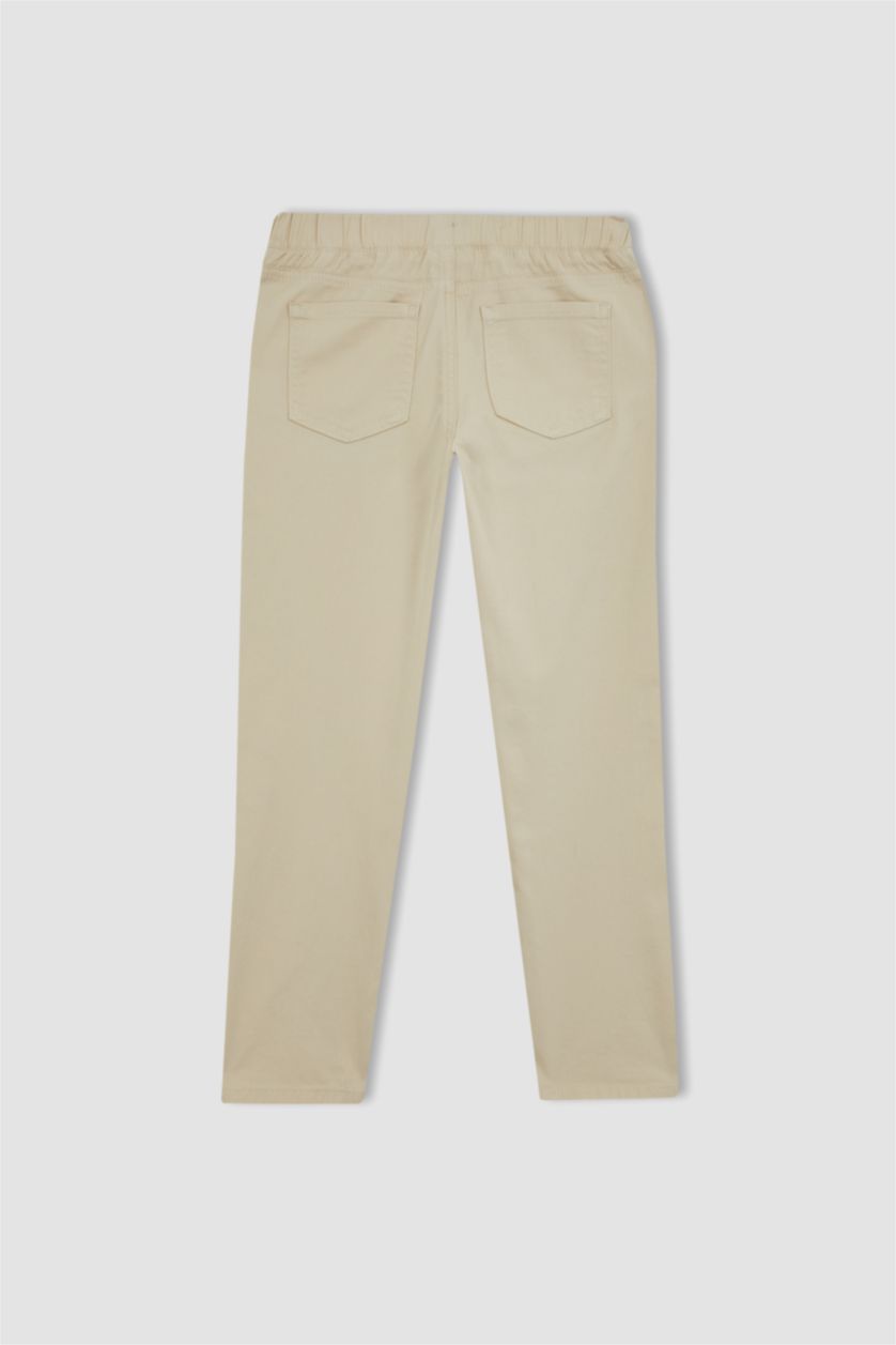 BOYS & TEENS Beige Boy Stretchy Waisted Gabardine School Trousers