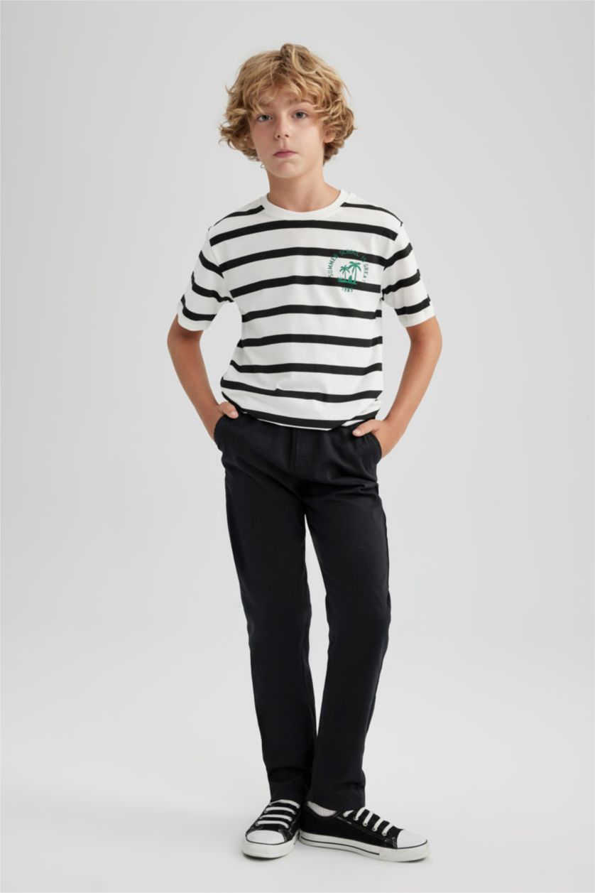 BOYS & TEENS Black Regular Fit Gabardine Trousers