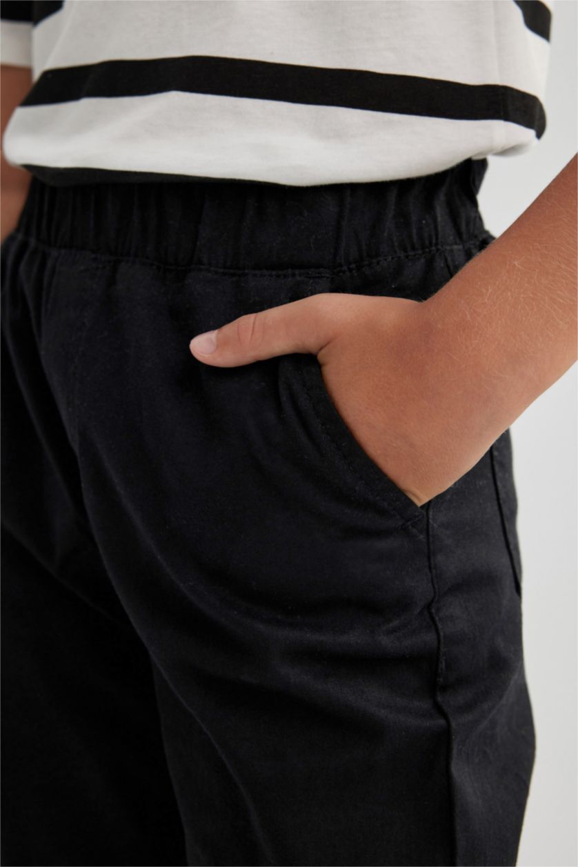 BOYS & TEENS Black Regular Fit Gabardine Trousers