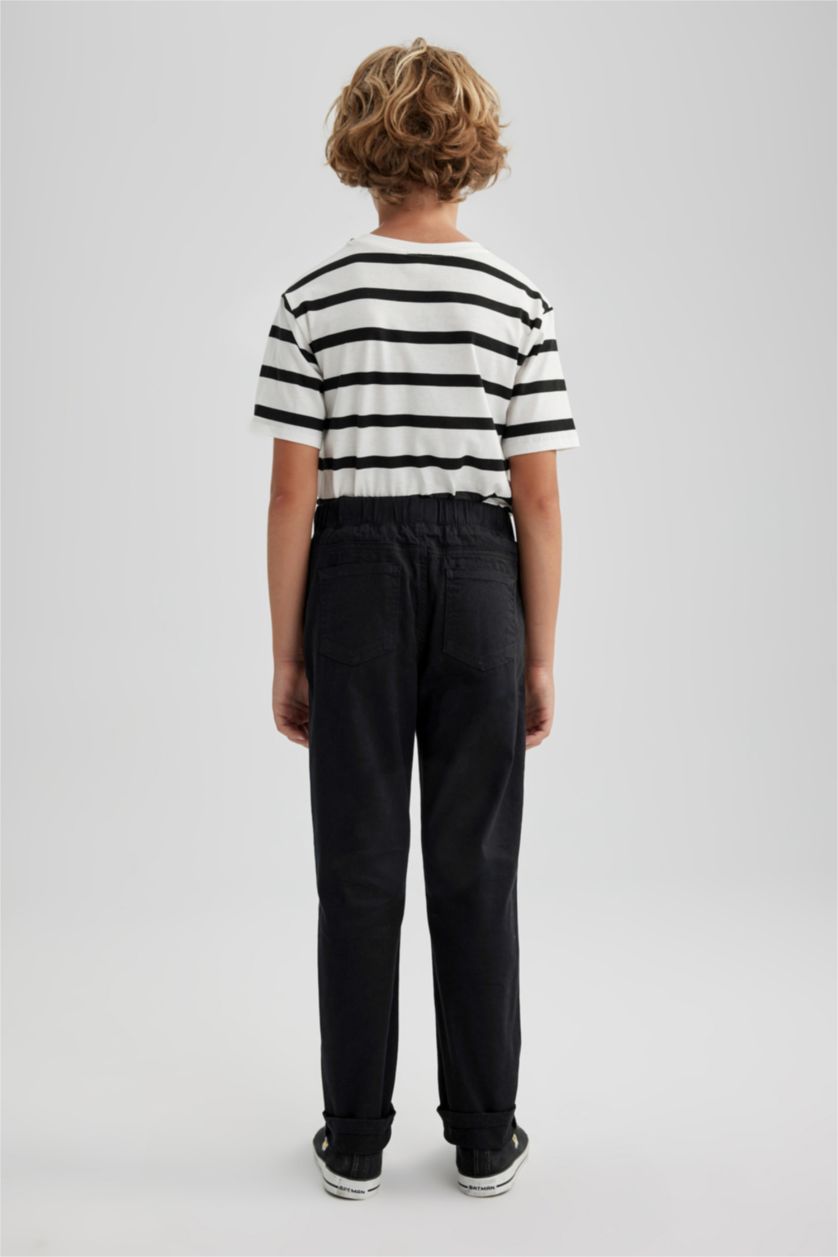 BOYS & TEENS Black Regular Fit Gabardine Trousers