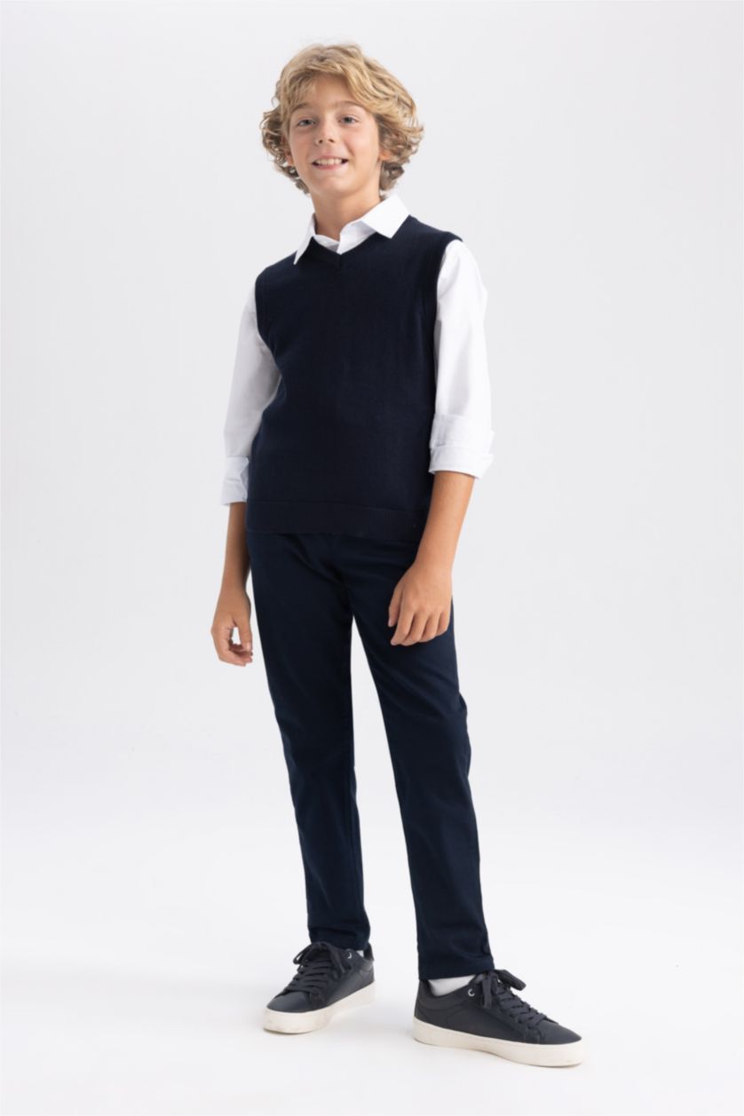 BOYS & TEENS NAVY Boy Navy Blue Gabardine School Trousers