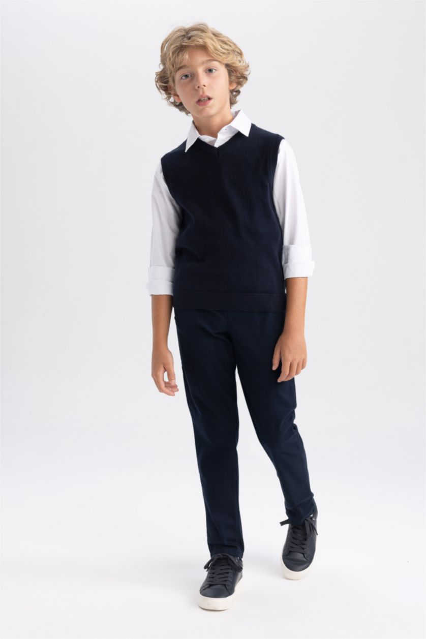 BOYS & TEENS NAVY Boy Navy Blue Gabardine School Trousers