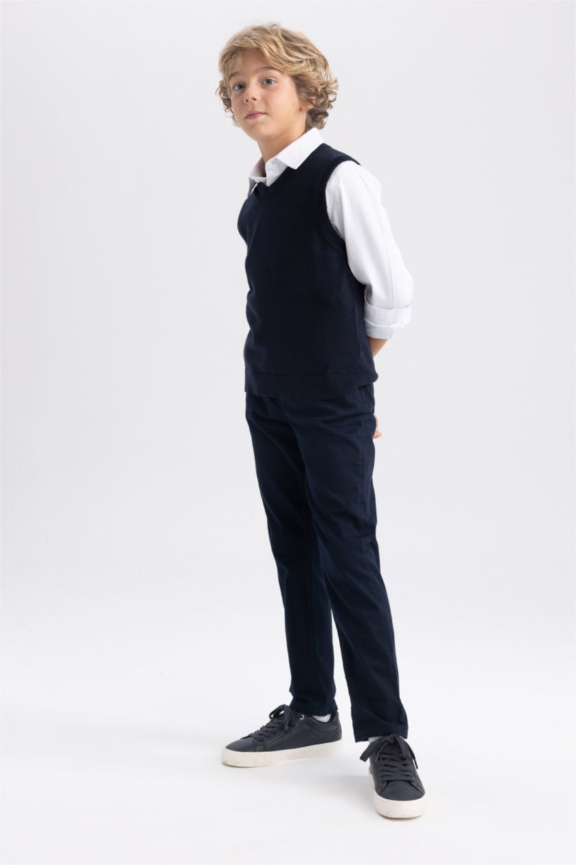 BOYS & TEENS NAVY Boy Navy Blue Gabardine School Trousers